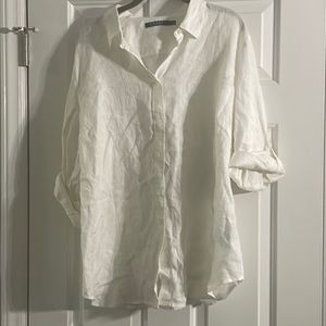 NWOT 2X Lauren Ralph Lauren White Linen Buttondown
